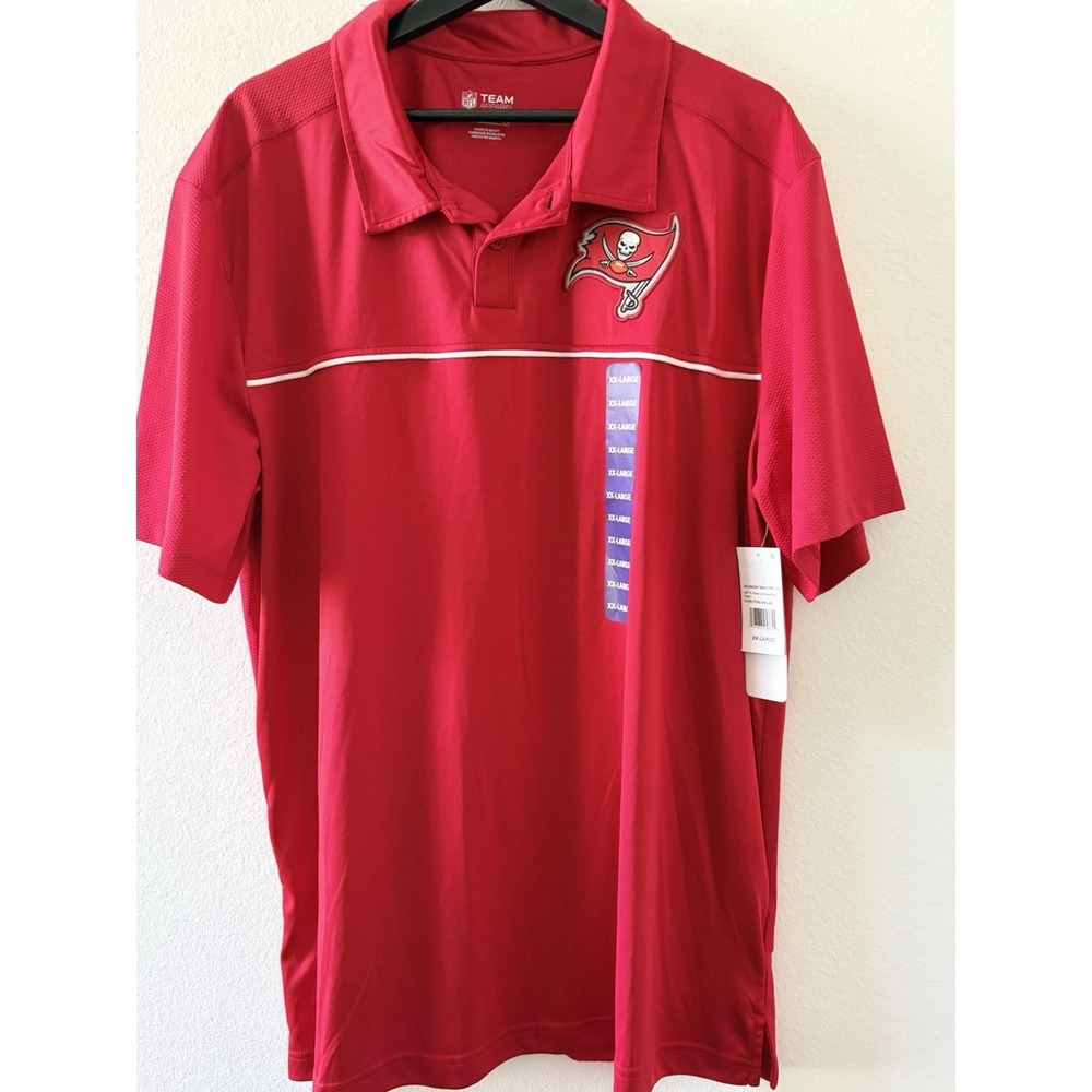 Tampa Bay Buccaneers Polo Shirt Mens 2XL Red NFL Team Apparel Lockup Poly New